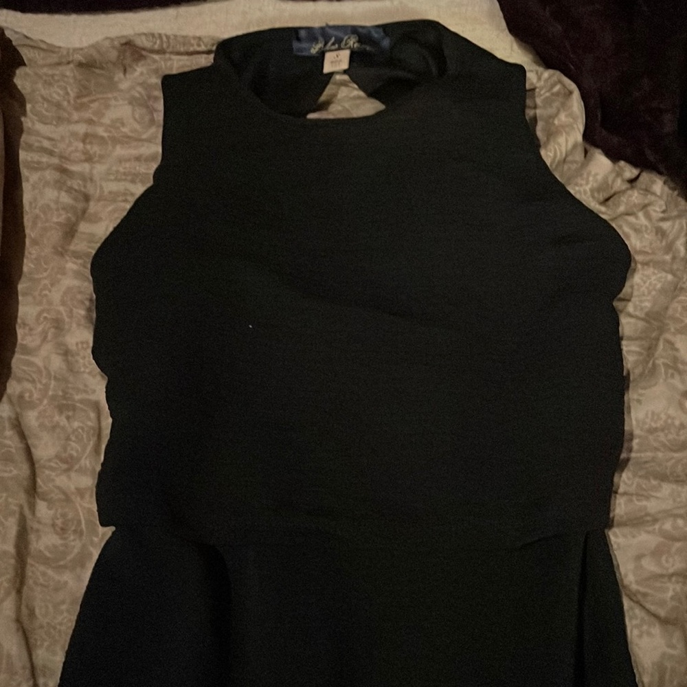Blue rain black dress with open cut out back a midi so cute and tight fitting
